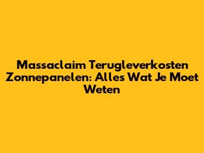 Massaclaim Terugleverkosten Zonnepanelen: Alles Wat Je Moet Weten