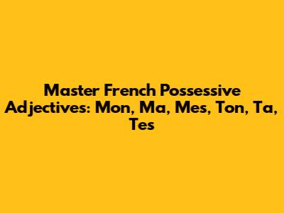 Master French Possessive Adjectives: Mon, Ma, Mes, Ton, Ta, Tes