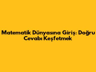 Matematik Dünyasına Giriş: Doğru Cevabı Keşfetmek