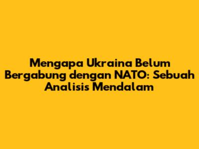 Mengapa Ukraina Belum Bergabung dengan NATO: Sebuah Analisis Mendalam