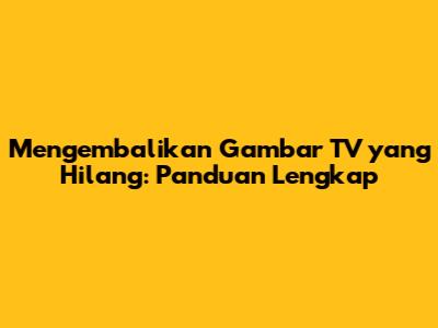 Mengembalikan Gambar TV yang Hilang: Panduan Lengkap