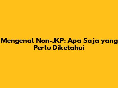 Mengenal Non-JKP: Apa Saja yang Perlu Diketahui