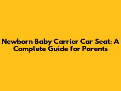 Newborn Baby Carrier Car Seat: A Complete Guide for Parents
