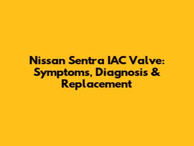 Nissan Sentra IAC Valve: Symptoms, Diagnosis & Replacement