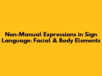 Non-Manual Expressions in Sign Language: Facial & Body Elements