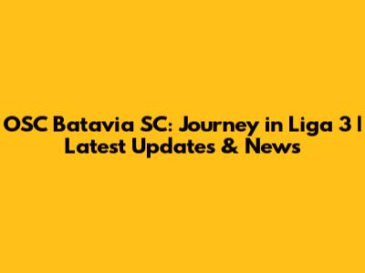 OSC Batavia SC: Journey in Liga 3 | Latest Updates & News