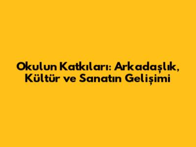 Okulun Katkıları: Arkadaşlık, Kültür ve Sanatın Gelişimi