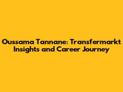 Oussama Tannane: Transfermarkt Insights and Career Journey