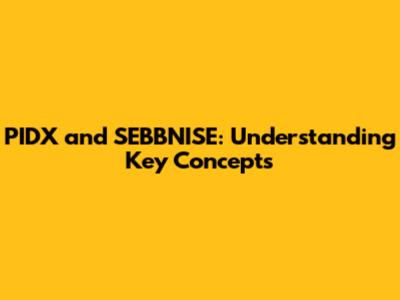 PIDX and SEBBNISE: Understanding Key Concepts