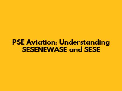 PSE Aviation: Understanding SESENEWASE and SESE