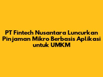 PT Fintech Nusantara Luncurkan Pinjaman Mikro Berbasis Aplikasi untuk UMKM