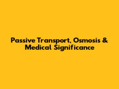 Passive Transport, Osmosis & Medical Significance