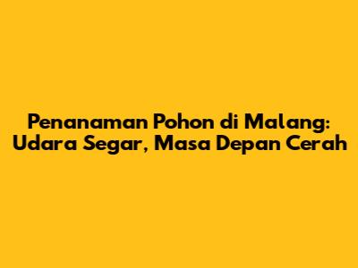 Penanaman Pohon di Malang: Udara Segar, Masa Depan Cerah