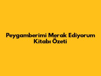 Peygamberimi Merak Ediyorum Kitabı Özeti