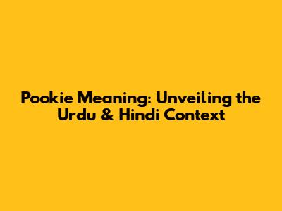 Pookie Meaning: Unveiling the Urdu & Hindi Context