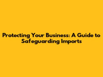 Protecting Your Business: A Guide to Safeguarding Imports