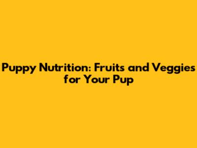 Puppy Nutrition: Fruits and Veggies for Your Pup