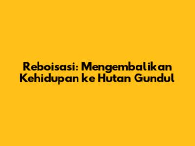 Reboisasi: Mengembalikan Kehidupan ke Hutan Gundul