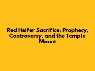 Red Heifer Sacrifice: Prophecy, Controversy, and the Temple Mount