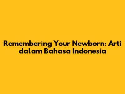 Remembering Your Newborn: Arti dalam Bahasa Indonesia