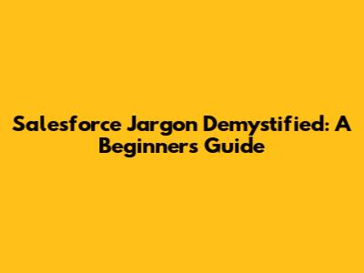 Salesforce Jargon Demystified: A Beginner's Guide