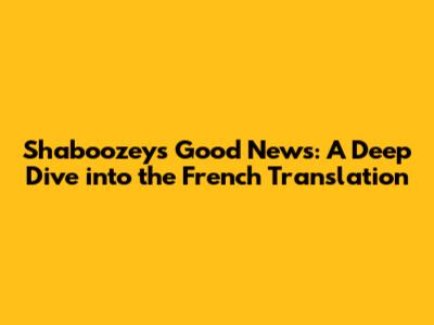 Shaboozey's "Good News": A Deep Dive into the French Translation