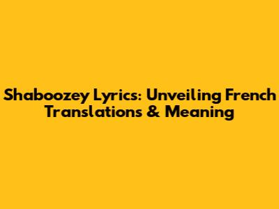 Shaboozey Lyrics: Unveiling French Translations & Meaning