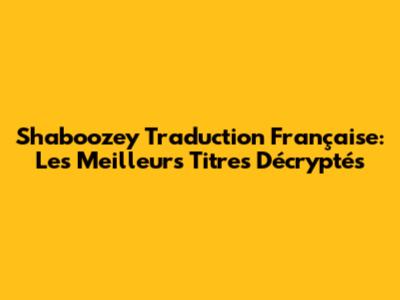 Shaboozey Traduction Française: Les Meilleurs Titres Décryptés