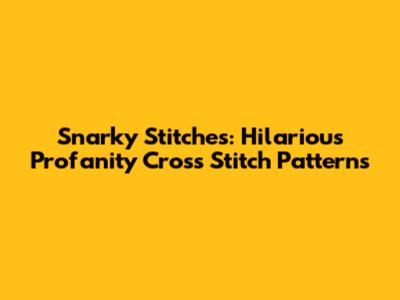 Snarky Stitches: Hilarious Profanity Cross Stitch Patterns