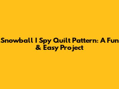 Snowball I Spy Quilt Pattern: A Fun & Easy Project