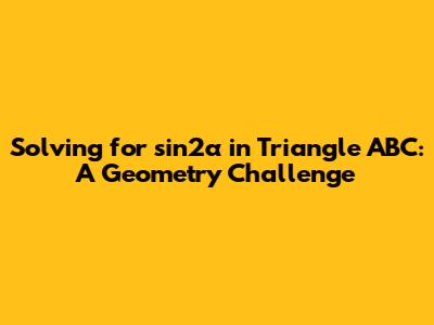 Solving for sin2α in Triangle ABC: A Geometry Challenge