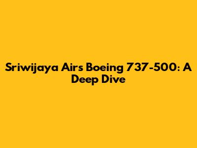 Sriwijaya Air's Boeing 737-500: A Deep Dive