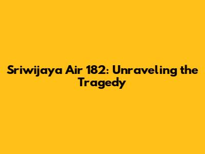 Sriwijaya Air 182: Unraveling the Tragedy