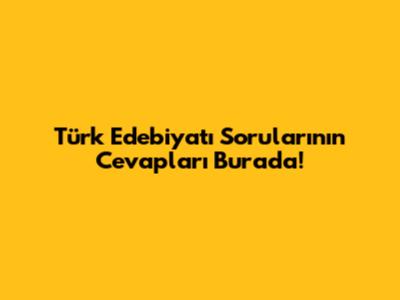 Türk Edebiyatı Sorularının Cevapları Burada!