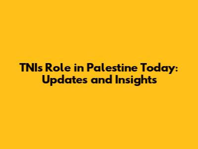 TNI's Role in Palestine Today: Updates and Insights