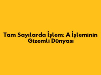 Tam Sayılarda İşlem: A İşleminin Gizemli Dünyası