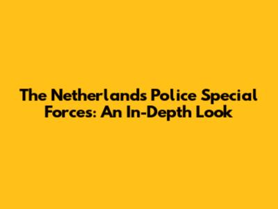 The Netherlands Police Special Forces: An In-Depth Look