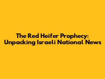 The Red Heifer Prophecy: Unpacking Israeli National News