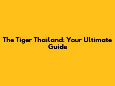 The Tiger Thailand: Your Ultimate Guide