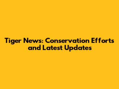 Tiger News: Conservation Efforts and Latest Updates