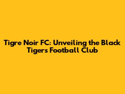 Tigre Noir FC: Unveiling the Black Tigers Football Club