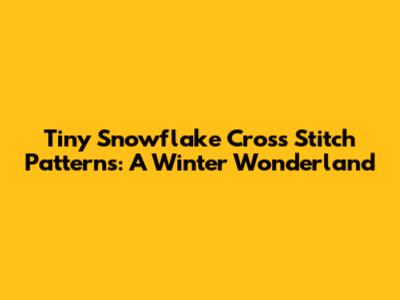 Tiny Snowflake Cross Stitch Patterns: A Winter Wonderland