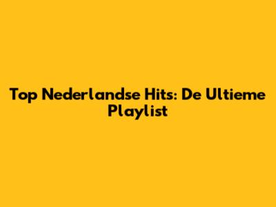 Top Nederlandse Hits: De Ultieme Playlist