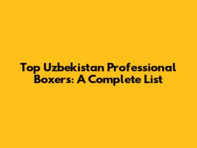 Top Uzbekistan Professional Boxers: A Complete List