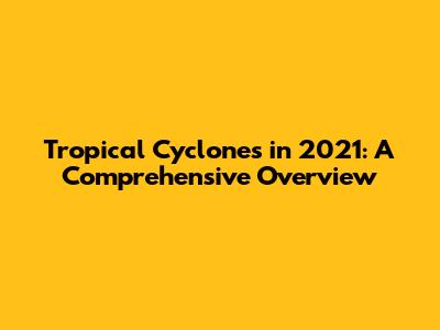Tropical Cyclones in 2021: A Comprehensive Overview