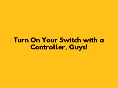 Turn On Your Switch with a Controller, Guys!