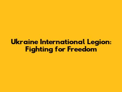 Ukraine International Legion: Fighting for Freedom