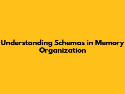 Understanding Schemas in Memory Organization