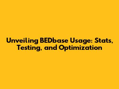 Unveiling BEDbase Usage: Stats, Testing, and Optimization