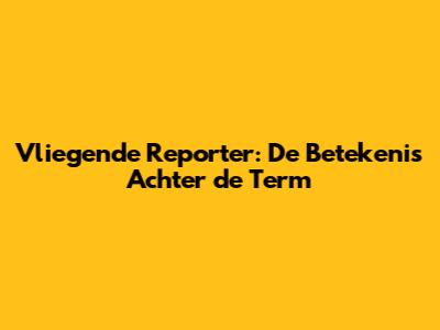 Vliegende Reporter: De Betekenis Achter de Term